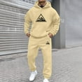 thumbnail image 2 of mihongmao Sweatsuits Men 2 Piece Outfit Men Casual Pullover Hooded Sports Print Long Sleeve Trousers Two-Piece Elastic Waist Tracksuit Yellow XL, 2 of 5