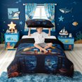 thumbnail image 2 of meiyoeat Ocean Navy Shark Twin Duvet Cover for Men Boys, Kawaii Coastal Animal Twin Bedding, Black Reversible, 2 Pieces, 1 Duvet Cover and 1 Pillowcase, 2 of 6