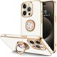 thumbnail image 1 of wonima11 Hython for iPhone 15 Pro Max Case with Ring Stand, 360° Rotatable Ring Holder Magnetic Kickstand, Plating Rose Gold Edge Soft Cover Protective Phone Case for iPhone 15 Pro Max 6.7", White, 1 of 1