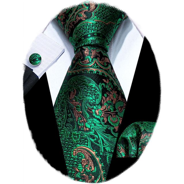 Paisley Tie Fashion Set Hanky Gemelos Corbatas para hombres Seda tejida