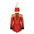 thumbnail image 2 of Zaldita Kids Girls Circus Ringmaster Costume Long Sleeve Leotard with Hat Showman Halloween Red B 16, 2 of 7