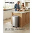 thumbnail image 2 of SONGMICS 20-Gallon (75 L) Trash Can, Stainless Steel Kitchen Garbage Can, Soft Close, Step-On Pedal, Removable Inner Bucket, Silver, 2 of 5