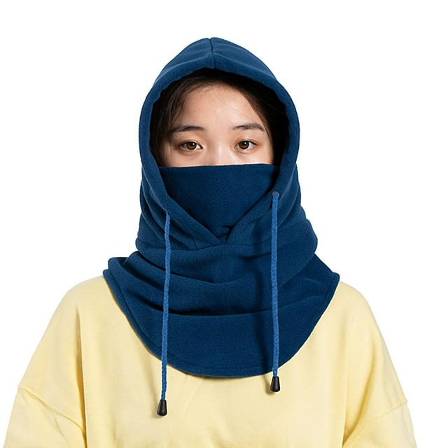 Unisex Otoño Invierno A Prueba De Viento Cordón Cálido Capucha Al Aire Libre Sombreros Azul