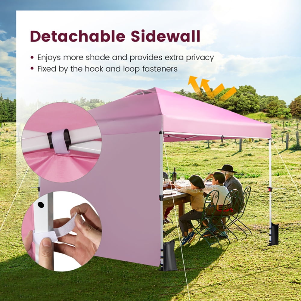 Aimee Lii 10 x 10 Feet Foldable Commercial Pop-up Canopy with Roller Bag and Banner Strip, Backyard Canopy Gazebo for Party Camping BBQ Events, Pink