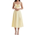 thumbnail image 1 of Vestido Midi Vestido Vestido midi de vendaje para mujer Vestido de fiesta elegante de verano sin espalda a la moda (Amarillo S) Cgtredaw Para estrenar, 1 of 1