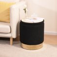 thumbnail image 3 of Round Ottoman with Storage Set of 2 Vanity Stool Foot Rest with Removable Lid for Bedroom Black Sherpa Storage Ottoman Stool for Living Room and Dorm(Sherpa Black), 3 of 6