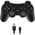 thumbnail image 1 of Wireless Controllers Replacement for PS3 Remote Gamepad Joystick Double Vibration with Charging Cable (Black), 1 of 6