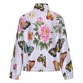 thumbnail image 6 of Jackets for Women Winter Coat Jackets Flannel Stand Collar Jacket(Butterfly Floral Pattern Fabric,Size:S-4XL), 6 of 7