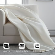 Soft All-Season Fleece Throw Blanket – Cozy Layering Bed Blanket – King Size – Ivory