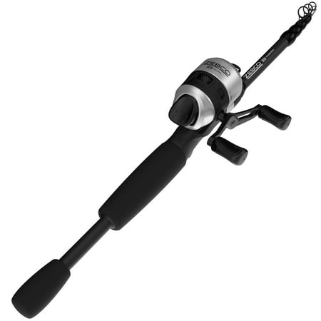 Zebco 33 Micro Spincast Reel and Telescopic Fishing Rod Combo Extendable 19-Inch to 5-Foot Rod Size 10 Reel Silver/Black