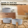 thumbnail image 2 of Ceramic Dog and Cat Bowl with Wood Stand Non-Slip Matte Glaze Weighted Food Water Set for Cat Medium Dog,gray，G178864, 2 of 6