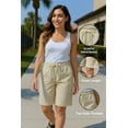 thumbnail image 2 of OHHSHEEN Women's Comfy Bermuda Shorts - Elastic Drawstring Waist, Utility Pockets, Summer Casual, 2 of 6