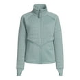 Avia Women's Full Zip Quilted Mixed Media Jacket With Thumbholes
