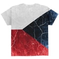 thumbnail image 2 of Czech Republic Flag Distressed Grunge All Over Youth T Shirt, 2 of 2