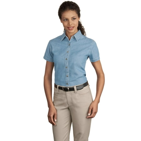 Port & Company LSP11 Dress Shirt Womens Short Sleeve Value Denim