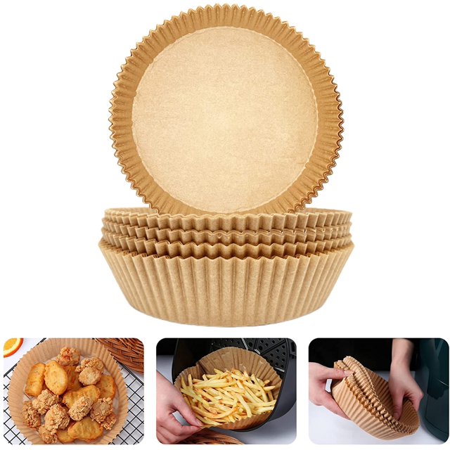 Roofei 50 PCS Air Fryer Paper Liners,baking paper Disposable Air Fryer Parchment Paper Silicone Oil Paper Liners, Food Grade Oil-proof Water-proof Baking Paper for Roasting, Baking, Air Fryer
