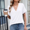 thumbnail image 5 of Xixinqiwan Women Tops Plus Size Shirts,Women's Fashion Casual Spring And Summer New Solid Color Big V Neck Loose Short-Sleeved T-shirts Pullover Casual Tops Clothes, 5 of 8