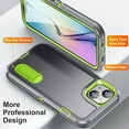 thumbnail image 4 of Allytech Rugged Case Compatible with iPhone 14 with Hidden Kickstand, [Military Grade Drop Protection] Soft TPU Hard PC Bumper Non-Slip Shockproof Full Protective Case, Gray+Green, 4 of 8