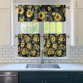 thumbnail image 3 of Kitchen Curtains 24 Inch Short - 3 Panel Set, Boho Sunflower Butterfly Floral Print, Rod Pocket Window Curtain for Rustic Farmhouse, Country Vintage Summer Decor, Easy Wash, 3 of 6