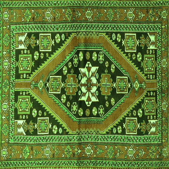 Ahgly Company Indoor Square Persian Green Traditional Area Rugs, 8' Square