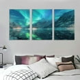 thumbnail image 3 of nygtbtfer  Northern lights in Lofoten Islands Norway Canvas Wall Art Aurora Borealis Wall Painting Modern Artwork Winter Landscape Home Decoration for Living Room Framed Ready to Hang  12x16x3pcs, 3 of 4