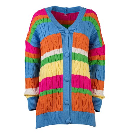 Tiffany Cardigan- Multicolor oversized Cardigan featuring twisted cable-knit stitches