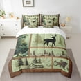 thumbnail image 2 of Manfei Vintage Farmhouse Twin Bedding Sets 7-Piece, Jungle Deer Elk Animal Bedding Comforter Set, Western Countryside Reversible Sheet Sets, Breathable Home Decor, 2 of 7