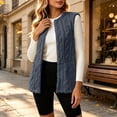 thumbnail image 3 of Klisyaur Womens Fleece Vest Sleeveless Crew Neck Open Front Casual Jackets Loose Outerwear Work Comfy Soft Warm Jacket, 3 of 8