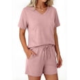 thumbnail image 3 of Sundazz Lounge Sets for Women Summer 2 Piece Outfits V Neck Shirts and Shorts Sets Casual Matching Sets, 3 of 7