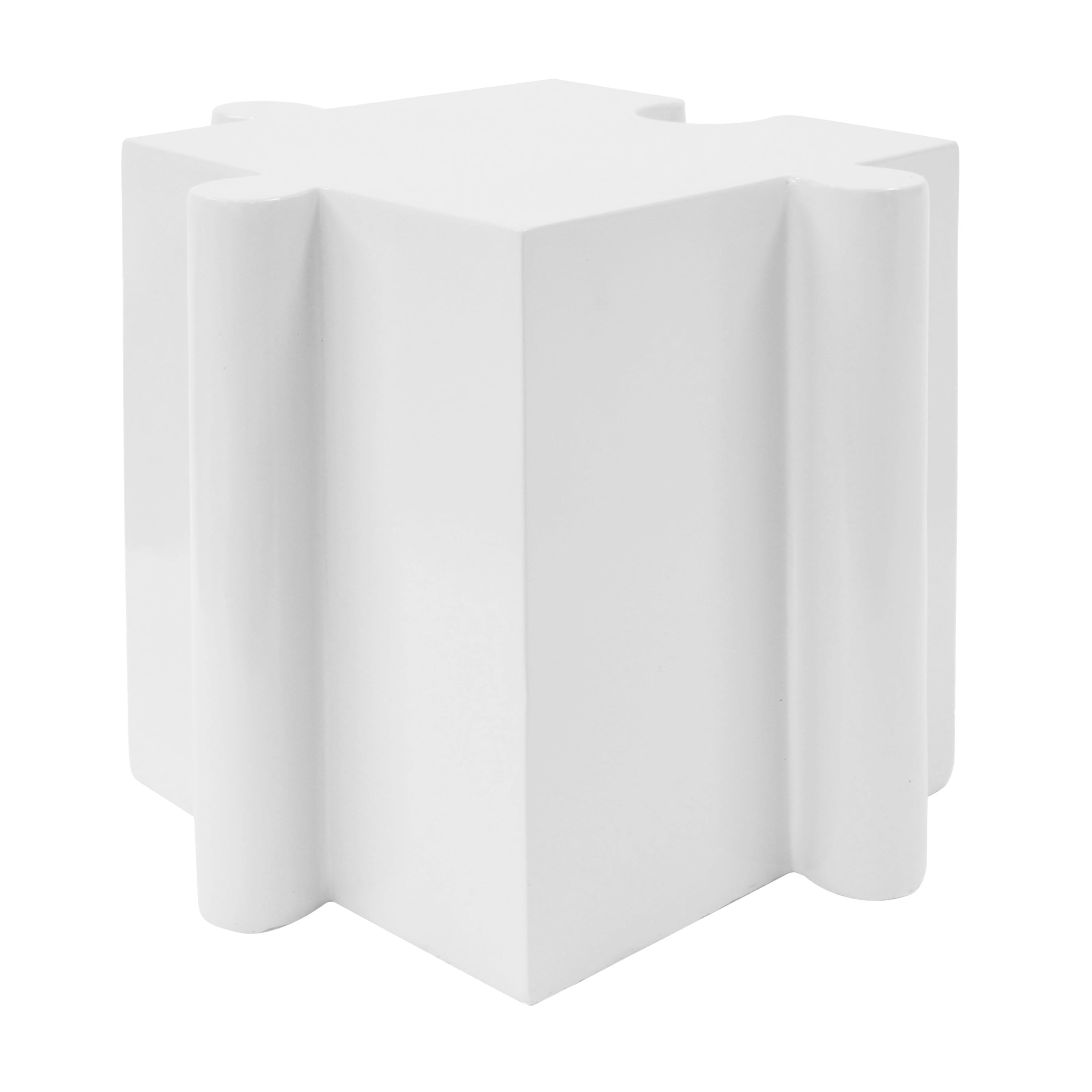 Puzzle Art Side Table, Outdoor Modular Convex Edge Table for Patio Garden Indoor Outdoor, White