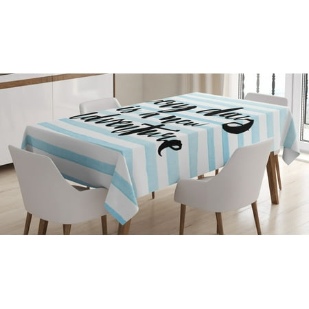 

Ambesonne Adventure Tablecloth Rectangular Table Cover Life Inspiration Art 60 x90 Pale Blue Black