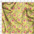 thumbnail image 4 of Soimoi Polyester Crepe Fabric Floral Wreath & Flamingo Bird Print Fabric by The Yard 52 Inch Wide, 4 of 5