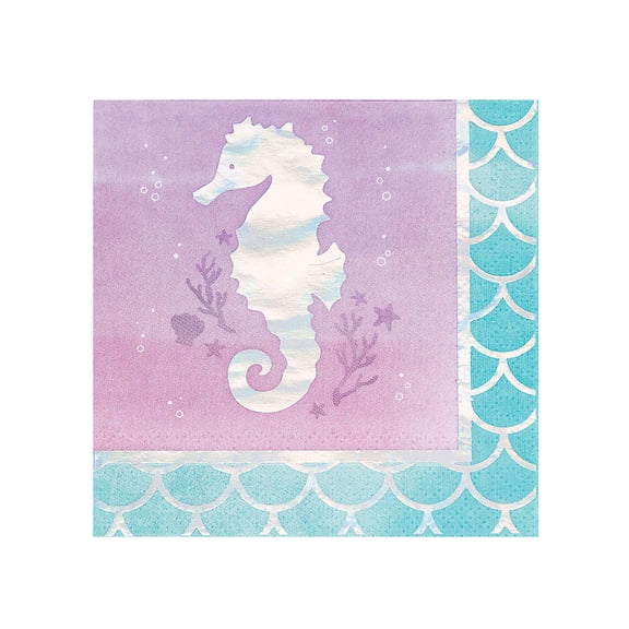 Mermaid Shine Beverage Napkins - 1 pack of 16 - Party Supplies