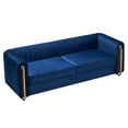 thumbnail image 2 of Velvet Loveseat Sofa, Modern Tufted Upholstered Performance Velvet Sofa with Arms and Removable Cushions, Mid-Century Sofa Couch with Solid Wood Frame and Gold Legs for Living Room, Bedroom, Blue, 2 of 6