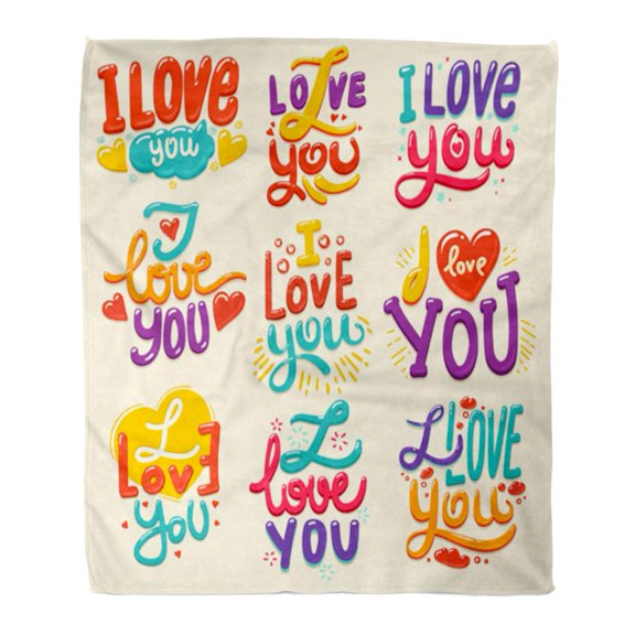 SIDONKU Flannel Throw Blanket Lettering Made for Inspirational Quote Save The Date Greeting Soft for Bed Sofa and Couch 50x60 Inches