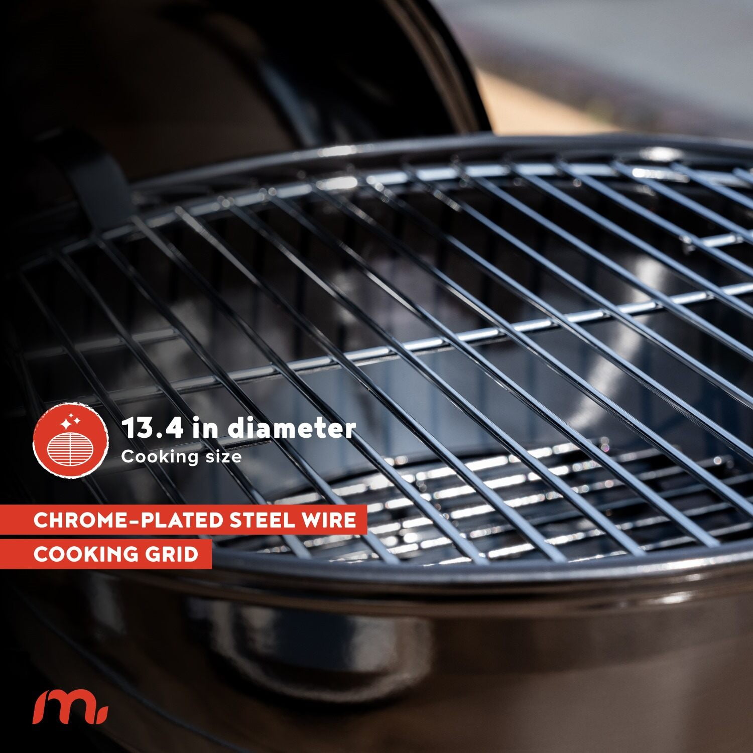 Megamaster – 14.5" Portable Charcoal Barbecue Grill with Adjustable Air Vent, 141 SQ. In Cooking Area, Table Top Grill for Camping, Outdoor Cooking, Patios, and More - 810-23001