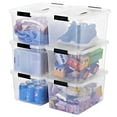 thumbnail image 3 of 6-Pack 19 Quart Stackable Plastic Storage Bins with Lids, Clear Durable Organizing Boxes for Toys Tools Clothes, Secure Latches, Transparent, 3 of 6