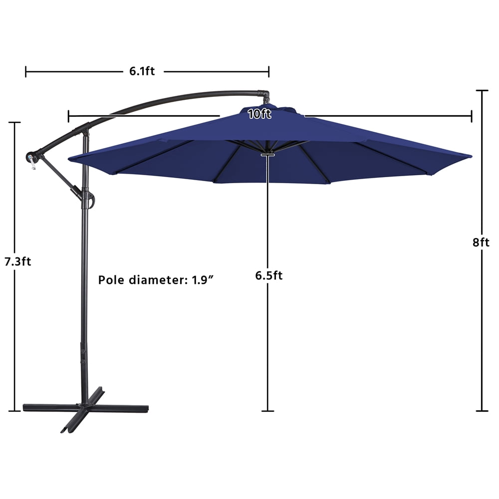 Alden Design 10 Foot Offset Cantilever Patio Umbrella with Crank, Blue