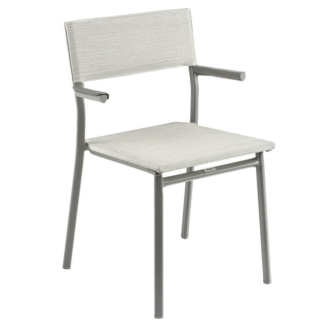 Lafuma Batyline Duo ORON Outdoor Dining Armchair, Titanium/Pebble (2 Pack)