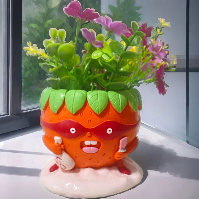 Herramientas: Macetas suculentas de resina de fresa, lindas y exquisitas, para decoración de interiores en jardines y patios.