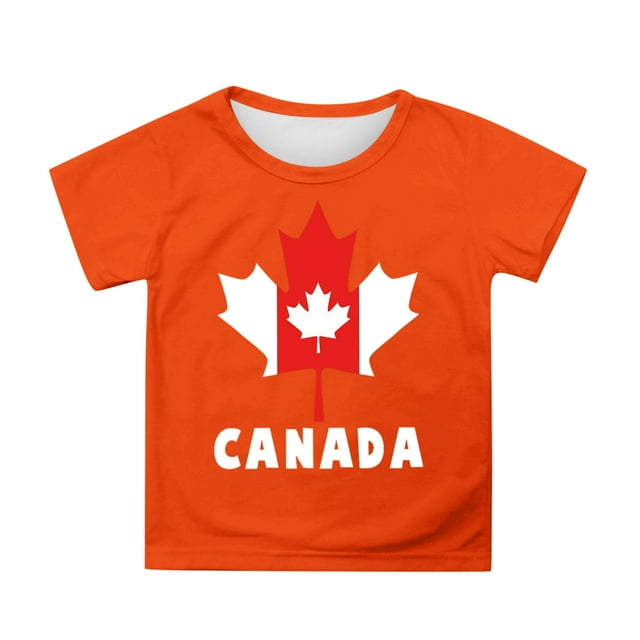 GDREDA Canada T-Shirts à Imprimé Drapeau Canada Day T-Shirt à Manches Courtes pour Filles T-Shirt d'Été à Col Rond Coupe Décontractée T-Shirts Basiques
