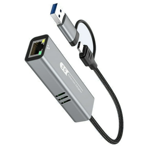 AOOOWER USB 5G Ethernet Networking Adapter for Desktop and Laptop Easy Plug with Double Port Designing Efficient