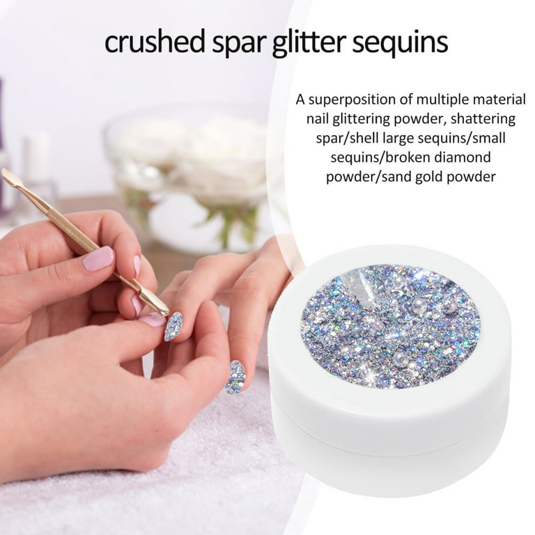 Lbwmqe Crushed Glitter Sequins Chunky Sequins and Fine Glitter Powder Mix Iridescent Glitter Flakes Cosmetic Face Body Eye Glitter Loose Glitter, Size: Large