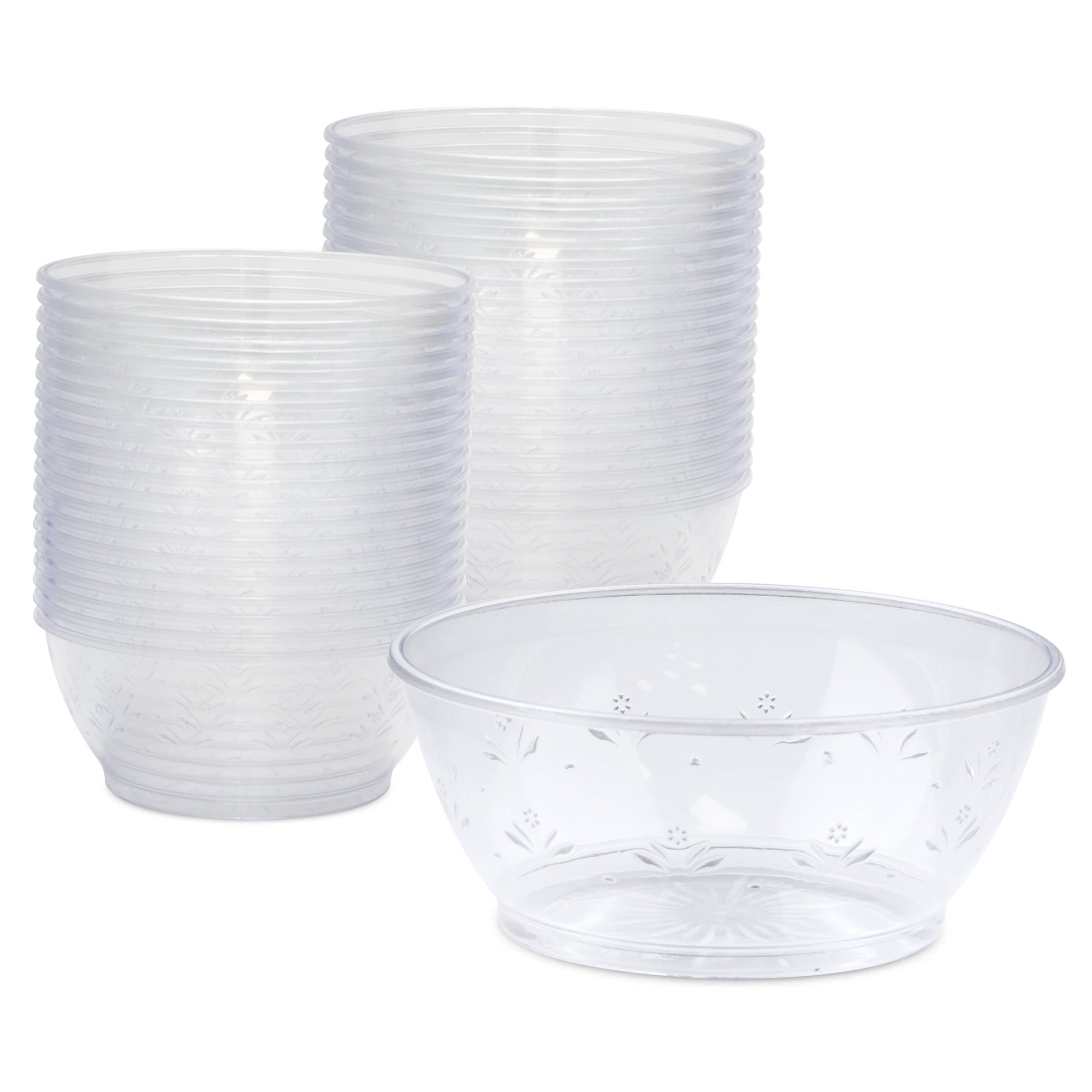 Premium Quality Heavyweight Plastic Bowls China Like Wedding and Party Dinnerware Plastic Bowls 14 oz Clear-Value Pack 30 Count 