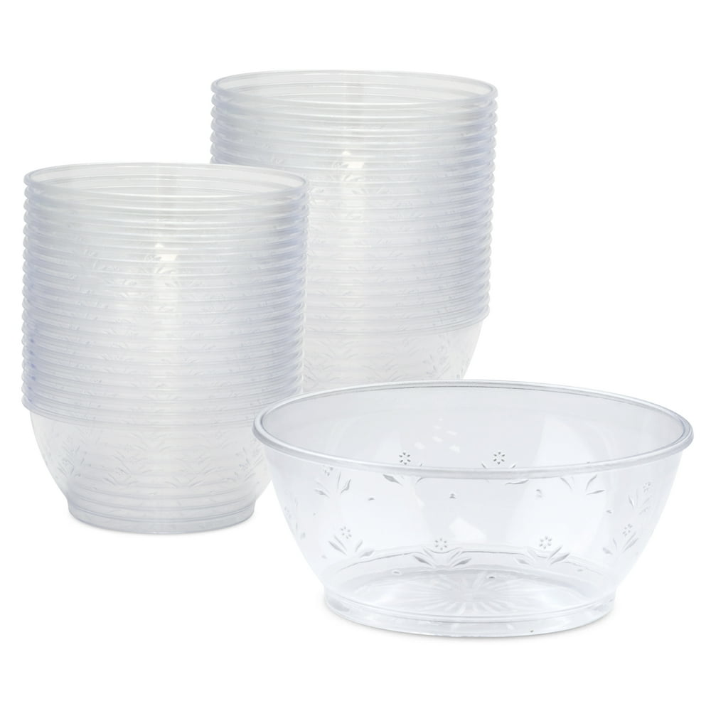 [60 Pack] Clear Plastic Bowls 6 Oz Hard Plastic Ice Cream Cups