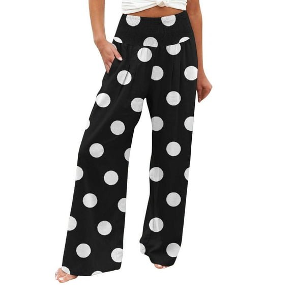 Dress Pants for Women Clearance linen Summer Wide Leg High Waist Lounge Pants for Women Lightweight Casual Business Work Elastic Waist Pants for Women Todays Deals