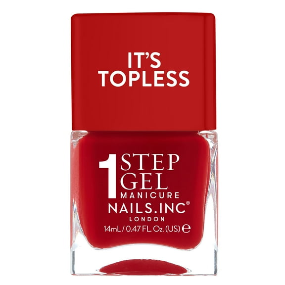 Nails.INC, It's Topless Gel-Like Nail Polish, 4-in-1 Base Coat, Treatment, Color & Top Coat, Kendall, Lipstick Red, 0.47 oz