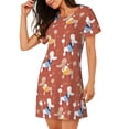 thumbnail image 2 of Easygdp Cute Poodle Dog Camisón de manga corta para mujer, informal, estampado, 2 of 6