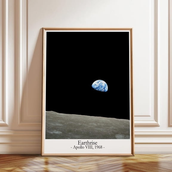 Earthrise Photo Apollo 8 Space Wall Art Print, Unframed Paper Poster 8x10in