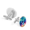 thumbnail image 3 of Tie Dye Elegant Dress Shirt Silver Jewelry Mens Cufflinks Shirt Clip Set Made of Stainless Steel for Formal Occasions, 3 of 6